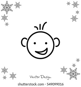 Web line icon. Smiling child, fanny baby