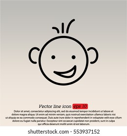 Web line icon. Smiling child, fanny baby
