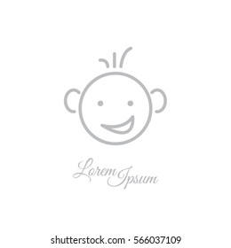 Web line icon. Smiling child, fanny baby