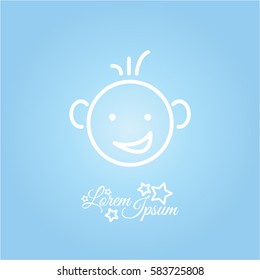 Web line icon. Smiling child, fanny baby