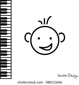 Web line icon. Smiling child, fanny baby