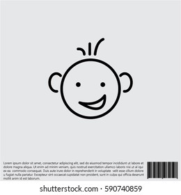 Web line icon. Smiling child, fanny baby