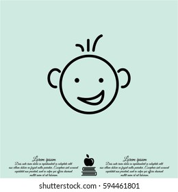 Web line icon. Smiling child, fanny baby