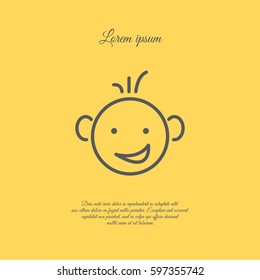 Web line icon. Smiling child, fanny baby