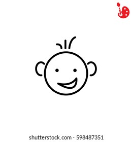 Web line icon. Smiling child, fanny baby