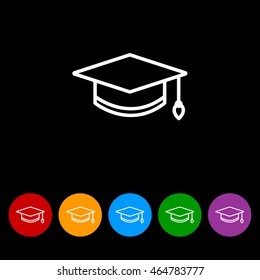 Web line icon. Student cap
