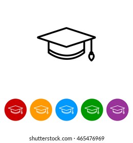 Web line icon. Student cap
