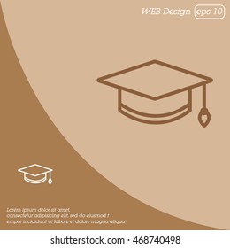 Web line icon. Student cap