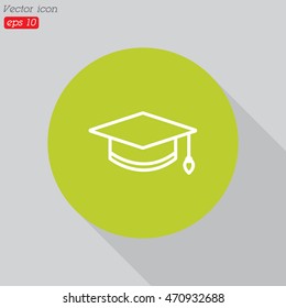 Web line icon. Student cap
