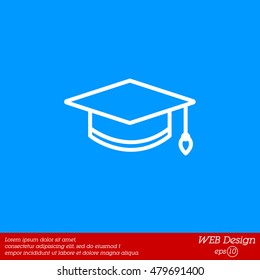 Web line icon. Student cap