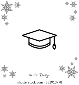 Web line icon. Student cap