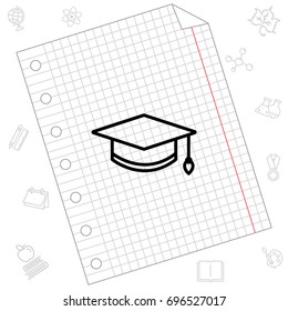 Web line icon. Student cap