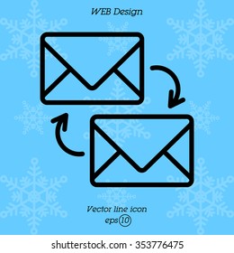 Web line icon. Synchronization messages