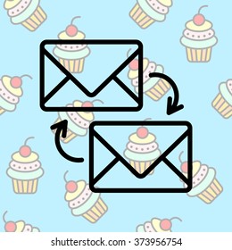 Web line icon. Synchronization messages