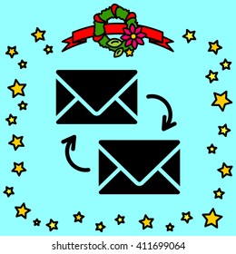 Web line icon. Synchronization messages