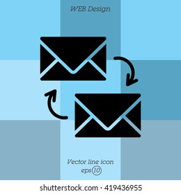 Web line icon. Synchronization messages