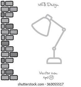 Web line icon. Table lamp, sconce