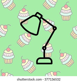 Web line icon. Table lamp, sconce