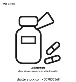Web line icon. Tablets , Vitamins, Pills