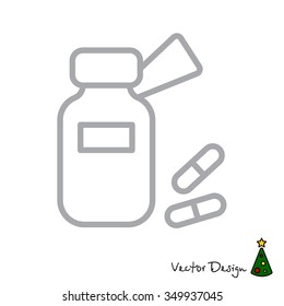 Web line icon. Tablets , Vitamins, Pills