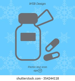 Web line icon. Tablets , Vitamins, Pills