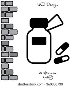 Web line icon. Tablets , Vitamins, Pills