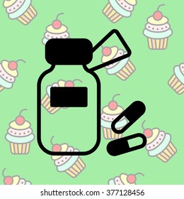 Web line icon. Tablets , Vitamins, Pills
