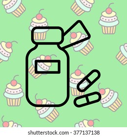Web line icon. Tablets , Vitamins, Pills