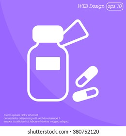 Web line icon. Tablets , Vitamins, Pills