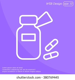 Web line icon. Tablets , Vitamins, Pills