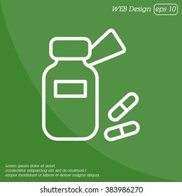 Web line icon. Tablets , Vitamins, Pills