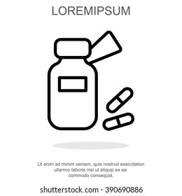 Web line icon. Tablets , Vitamins, Pills
