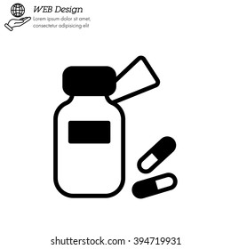 Web line icon. Tablets , Vitamins, Pills