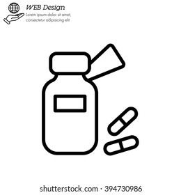 Web line icon. Tablets , Vitamins, Pills