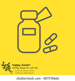 Web line icon. Tablets , Vitamins, Pills