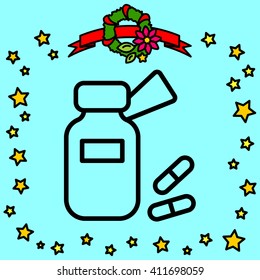 Web line icon. Tablets , Vitamins, Pills