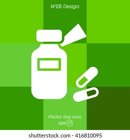 Web line icon. Tablets , Vitamins, Pills