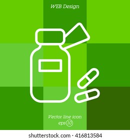 Web line icon. Tablets , Vitamins, Pills