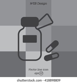 Web line icon. Tablets , Vitamins, Pills