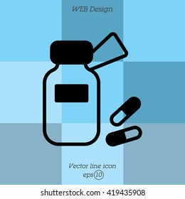 Web line icon. Tablets , Vitamins, Pills
