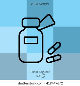 Web line icon. Tablets , Vitamins, Pills