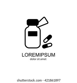 Web line icon. Tablets , Vitamins, Pills