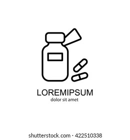 Web line icon. Tablets , Vitamins, Pills