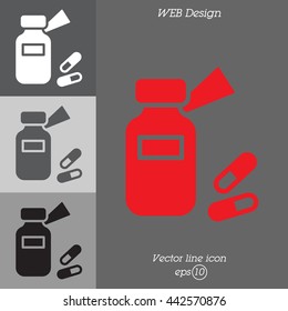 Web line icon. Tablets , Vitamins, Pills