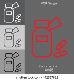 Web line icon. Tablets , Vitamins, Pills