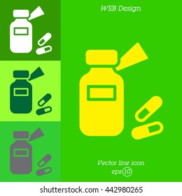 Web line icon. Tablets , Vitamins, Pills