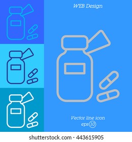 Web line icon. Tablets , Vitamins, Pills