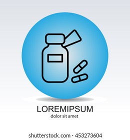 Web line icon. Tablets , Vitamins, Pills