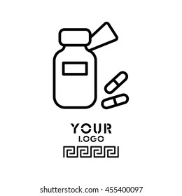 Web line icon. Tablets , Vitamins, Pills