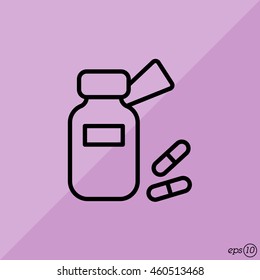 Web line icon. Tablets , Vitamins, Pills